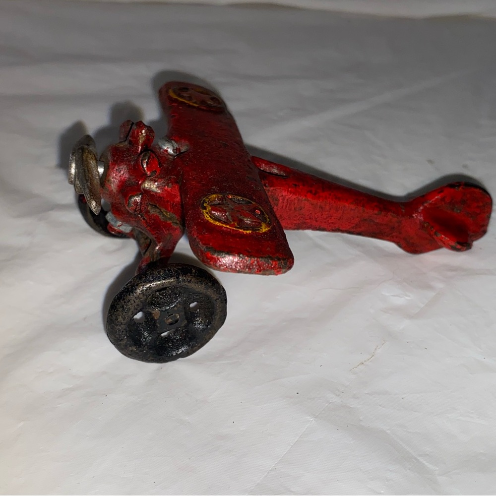 Vintage Red Metal Toy Airplane
